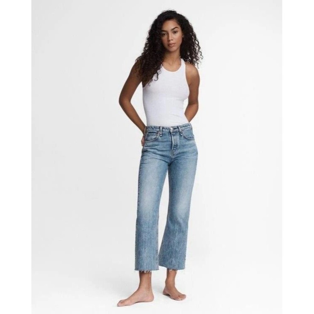 Rag & Bone Maya High Rise Crop Flare Jeans Womens 29 Blue Denim